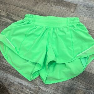Lululemon LR hotty hots! 2.5 inch, size 2, color LIME GREEN